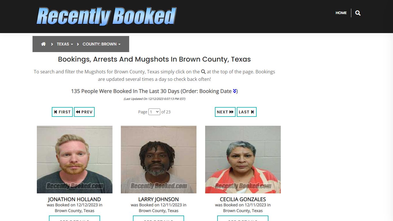 Recent bookings, Arrests, Mugshots in Brown County, Texas - Recently Booked